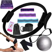 Pilates Essentials Kit for Women, Pilates Kit for Home Workouts, with Yoga Ball 25cm Figure 8 Resistance Yoga Bands for Stretching