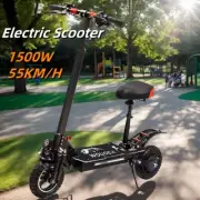 Heavy-Duty Electric Scooter 1500W 55KM/H 40km Foldable Off Road 10" Tyre E-Bike