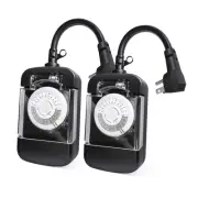 24 Hour Outdoor Mechanical Timer Switch with Two Ground Outlets, Variable On/...