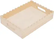 Table Trays Decorative Set - Wood Serving Platter | Scalloped Serving Trays Table Centerpieces, Rustic Holder with Handles, Home Decorations for Jewelry Food Kitchen Accessories Party