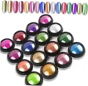 DECOMELODY 16 Nail Mirror Powder Dust Glitter Nail Dip Powder Manicure Powder Plating Sequins Pigment Optical Metal Powder