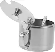 HOLIDYOYO 1 Set Multi Use Stainless Steel Condiment Jars Set with Lid Spoon Durable Seasoning Storage Containers Compact Kitchen Organizers for Spices Condiments for Countertops Cabinets