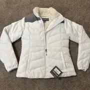 NWT Eddie Bauer Womens White Jacket Down Highland Snow Puffer Soft Shell Ski XS