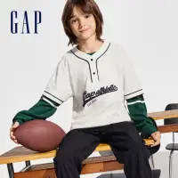 在飛比找momo購物網優惠-【GAP】男童裝 Logo純棉亨利領短袖T恤-奶白色(890