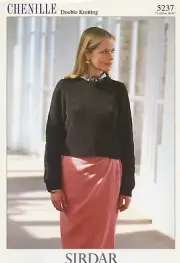 Sirdar Chenille DK Knitting Pattern 5237 Sweater 28-40"