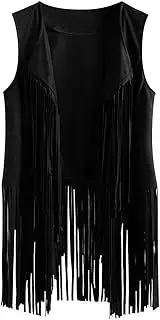 [Generic] Womens Muscle Top Sleeveless Lapel Tassels Fringed Women Casual Cardigan Top Ethnic Vest Plus Size Coat Cotton Camisole Sleep