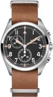 Hamilton Watch Khaki Pilot Pioneer Chrono Black Dial Quartz 100M Water Resistant
