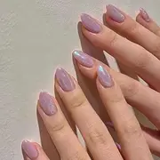 Virellay Almond Fake Nails, Artificial Fingernails, Press On Nails Almond (Purple Aurora, 24 Pieces)