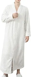 [Generic] Mens Robe Cozy Warm Soft Cotton Male Spa Mid Length Ultra Soft Lightweight Sleepwear, White, Medium