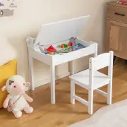 CostwayToddler Activity Table Chair Set with Paper Roll Holder for Drawing, Studying