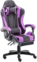 Gaming Chair Office Computer Seating Racing PU Executive Racer Recliner Purple Black Large Footrest