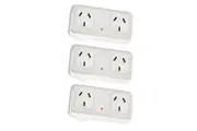 3x Sansai Horizontal Right Powerpoint Double Surge Protector Adaptor Outlet AU