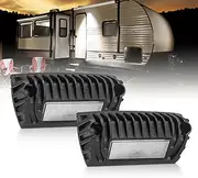 Universal 5inch RV Exterior LED Lights Aluminum Base High Lumen Porch Awning Light Scene Lighting for RV Camper Trailers Porches Towing 5th Wheels Utility Vehicles（Black-2pcs）