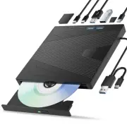 External CD/DVD Drive for Laptop, 7-in-1 DVD Player for Laptop USB 3.0 & Type...