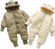 Minnie Me Snowsuit Hooded 3D Bear Ears Waterproof Padded Coat Olive Green 90 (12-18M)