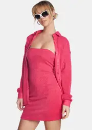 [Bailey Rose] Fuchsia Knit Dress & Shirt Set