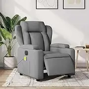 Electric Massage Recliner Chair Light Grey Fabric for Living Room, Comfy Lounge Space - Reading, Gaming Reclining Chairs Furniture
