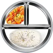 Baby Plates Made of Stainless Steel with Suction, Stainless Steel Toddler Plate - Three Compartments Stainless Steel - Dishes Children's and Children's Tableware - Divided Serving Tably Portion