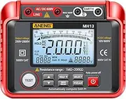 RAYWE MH13 250V-2500V Digital Insulation Resistance Tester 1MΩ-200GΩ Megger Megohm Testing Meter Auto Range 2000 Counts LCD Display 10V~600V AC/DC Voltmeter with 100 Data Storage