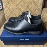 Cole Haan Men's Size 12 Wide 2 Zerogrand Laser Wing Oxford Black Leather NIB