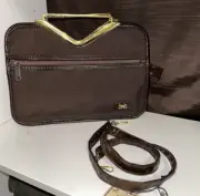 NOS/NWOT: Vintage Chocolate Brown DU PONT Fiber & Patent Leather Bag
