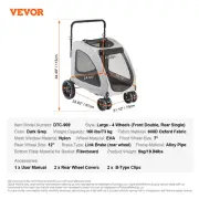 Pet Stroller Carrier Dog Cat Strollers Lightweight Travel Rotate with Brakes Pet