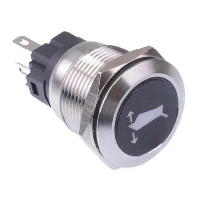 Flap' Red LED Latching 19mm Vandal Push Button Switch SPDT 12V