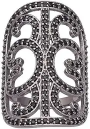 [Shine Jewel] Black Spinel Stone Women Wedding Anniversary Ring Enhancer 925 Sterling Silver