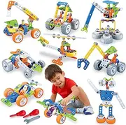 AKILION Toys for 3 4 5 6 Year Old Boys Gifts Kids Toys, 10 in 1 STEM Construction Set Building Toys for Children, Take Apart Helicopter Car Robot Toy with Drill Tool, Educational Learning Game