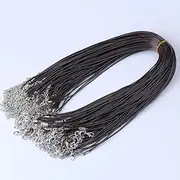 [HUFFA] 50pc Leather Wax Rope Cord Necklace Chain DIY Accessories String Strap Rope Lobster Clasp Leather Jewelry Chains(Brown)