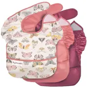 Tiny Twinkle - Mess-Proof Easy Bib 3 Pack - Flutter, Peach & Rose Red Set