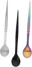 SUPVOX Culinary Tasting Spoon Set Stainless Steel 3pcs Bar Tweezers Mixing Sugar Espresso Stirring Spoon