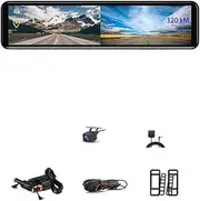 12 Inch 4K Video Recorder Dash Cam Rear View Mirror Car DVR IMX415 Ultra HD 3840 * 2160P Camera for Phone App(Z411,64G)