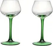 Green Stemmed Champagne Glasses, 2 Pcs Crystal Glass Flutes Glasses 4.73 oz Capacity Elegantly for Old Friends to Get Together