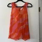 Ramy Brook Top Women’s Sz Large Orange Pink Printed Skylar Twisted Sleeveless
