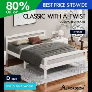 ALFORDSON Bed Frame Wooden Double Size Mattress Base Platform Timber White DUBEM