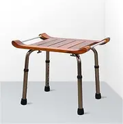 Teak Shower Bench with Handles, Shower Safety Seat with Arms for Elderly and Disabled Shower Bench Tall Adjustable Height 300 Lbs with Non-Slip Feet Lightweight Waterproof