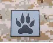 VELCRO® BRAND Fastener Morale Patch PVC Paw K9 Grey Black 2"