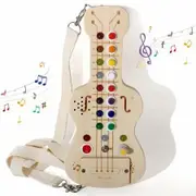LED Busy Board, Wooden Sensory Toys for Toddler, Montessori Music Toy, Travel Activity Educational Learning Toy, Busy Light Switch