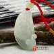 翡翠魚項鍊玉珮（魚吐珠、魚獻寶：魚牌A貨翡翠魚玉珮、緬甸玉魚玉墜）。淡綠糯種魚，FI025，訂做魚吊墜。附A貨證書