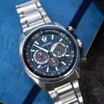 【CITIZEN 星辰】CA4560-81L 光動能 鋼錶帶 三眼計時男錶 藍/銀 44.7MM 台南 時代鐘錶