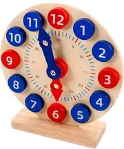 LALADEFIEE Teaching Clock for Boys and Girls Boys and Girls Clock Learning Toy Math Wooden Toy