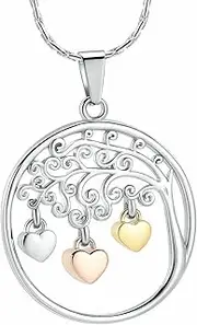 DOTUIARG Urn Pendant Necklace Tree Hang 3 Hearts Shape Stainless Steel Pet/Human Ashes Holder Cremation Urn Jewelry