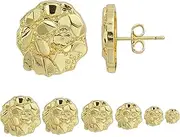 [BSMCXB] 14k Gold Round Rough Textured Cookie Nugget Stud Earrings For Men/Women Unisex