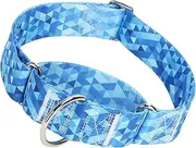 Martingale Dog Collar 1.5 Inch Wide - Heavy Duty Blue Adjustable Collar for Large Dogs, Big Neck & Head Breeds, Secure Training & Walking Collar for Medium to XL Dogs (XL)
