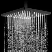 ACA International WELS 10'' Square Rain High Pressure Shower Head 250x250mm Large Angle Adjustable Rainfall Shower Head (Black)