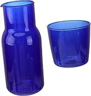 HOMOBABE 1Set Premium Borosilicate Glass Cup and Water Kettle Set Water Bottle Drinking Cup Kit for Home Office Hotel Stylish Drinking Tools Gem Blue
