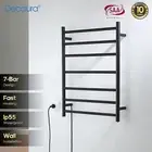 Decaura 7 Rungs Electric Heated Towel Stainless Steel Round Rack Warmer Black