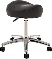 Adjustable Height Saddle Chair - Rolling Stool for Dental Hygienist and Artists, 360° Swivel Metal Seat with PU Wheels, Ideal for Salon and Studio Use
