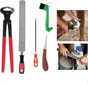 Horse Hoof Nipper, 5PCS Horse Farrier Hoof Nipper Trim Shoeing File Rasp Handle Hoof Cutter Tool Horse Care Accessory